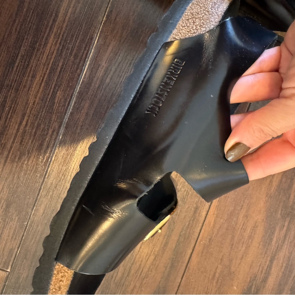 Birkenstock Black Sandals with Gold Buckles - Picture 6 of 7